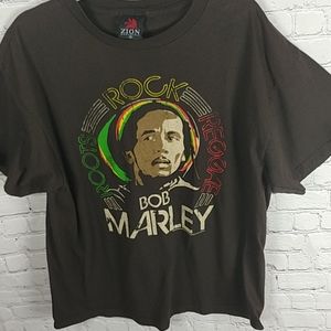 Bob Marley Graphic Roots Rock Raggae Tee Brown 1x